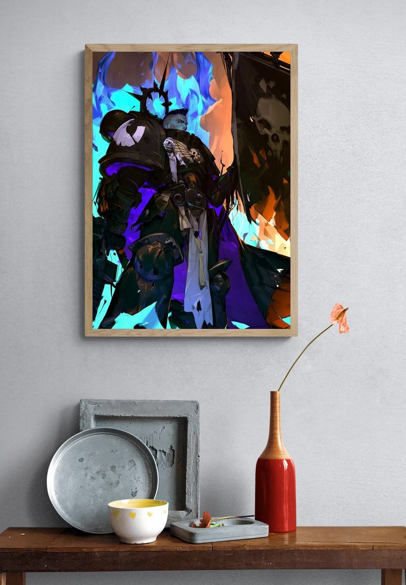 Dark Armored Warrior Digital Art Poster. — room view 3