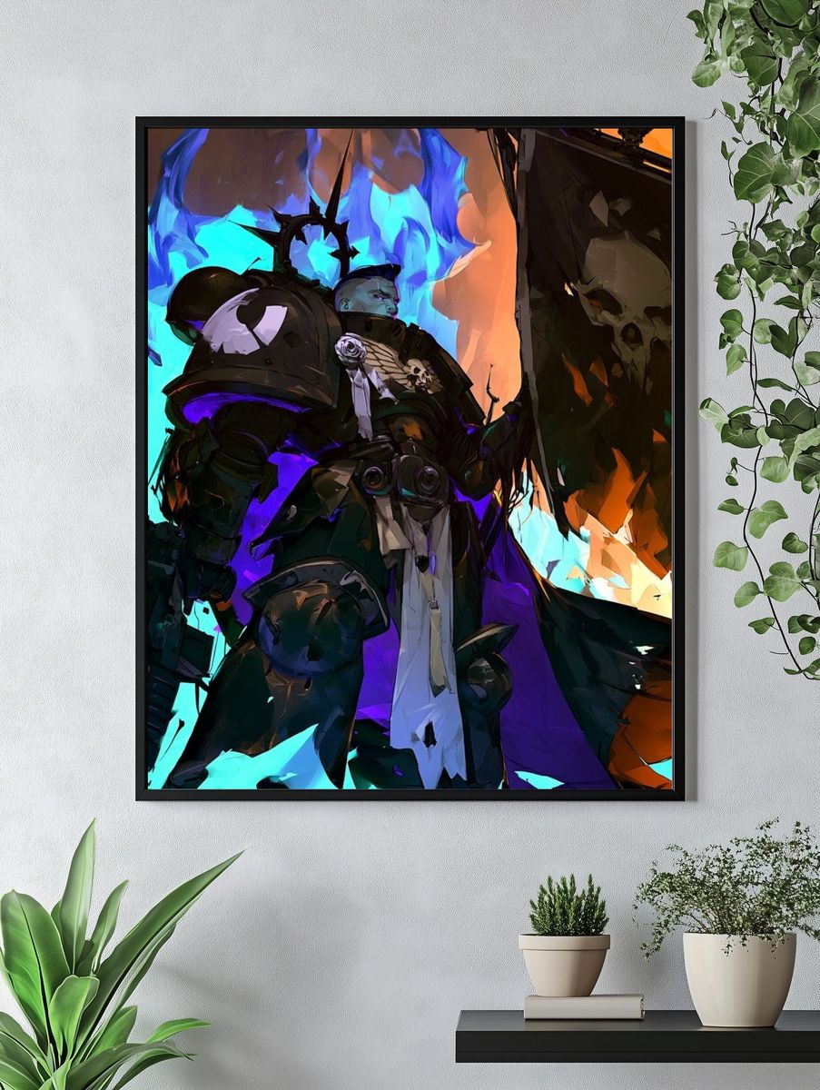 Dark Armored Warrior Digital Art Poster. — room view 4