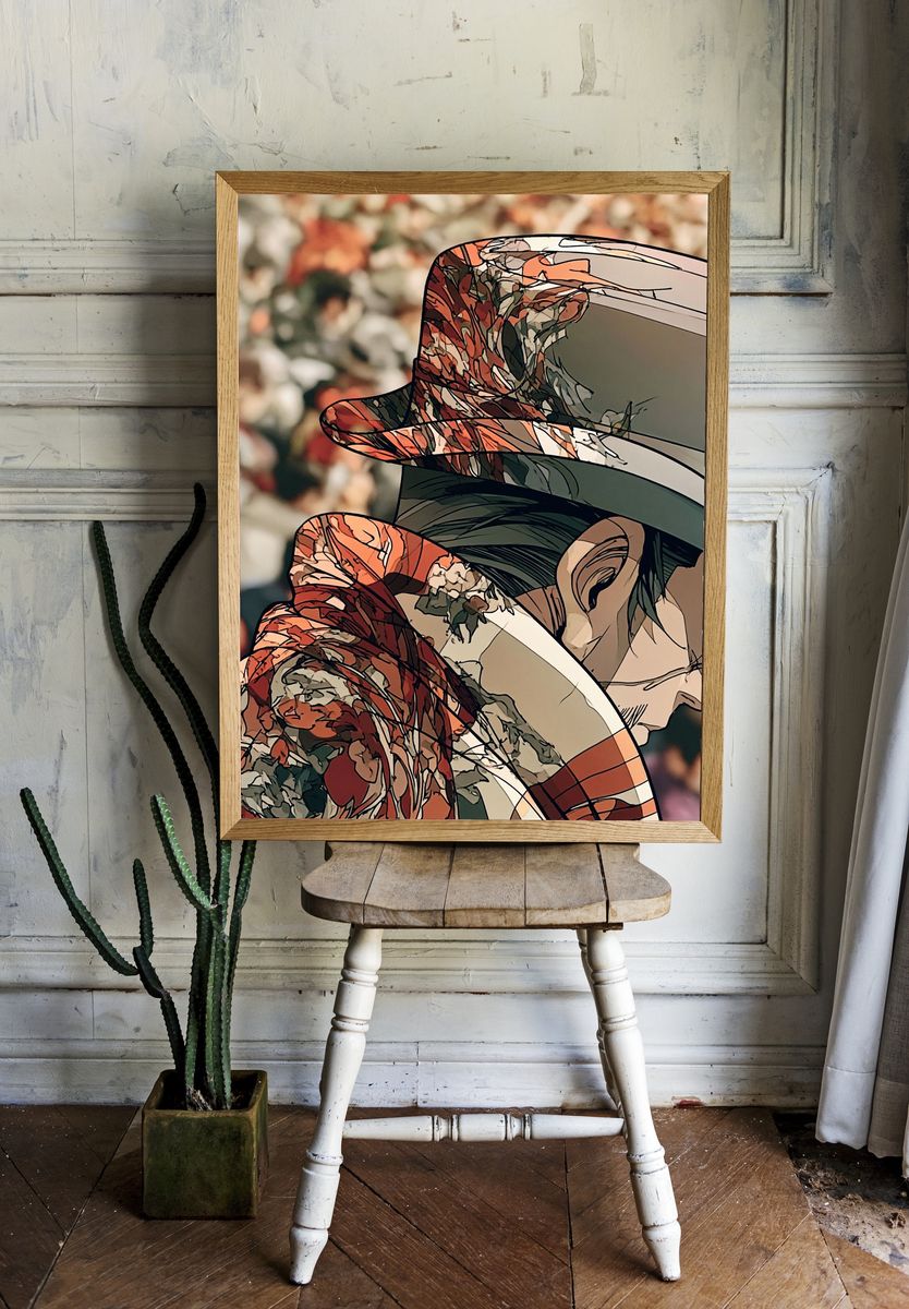Abstract Floral Hat Illustration Poster. — room view 1