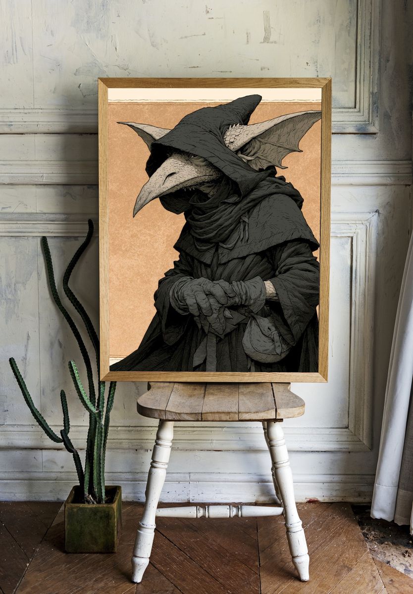 Plague Doctor Illustration Poster. — room view 1