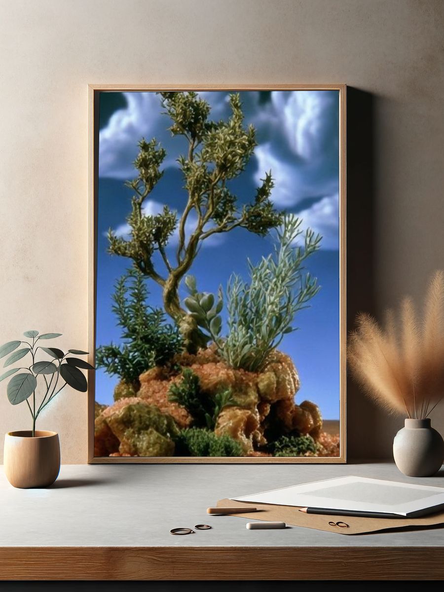 Miniature Tree Landscape Illustration Poster. — room view 2