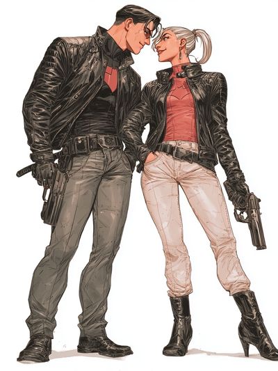 Action Couple Illustration Poster. poster