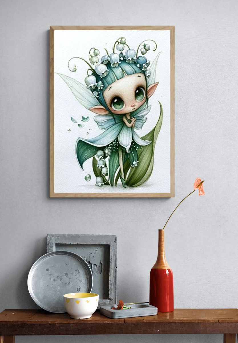 Flower Fairy Watercolor Poster. — room view 3