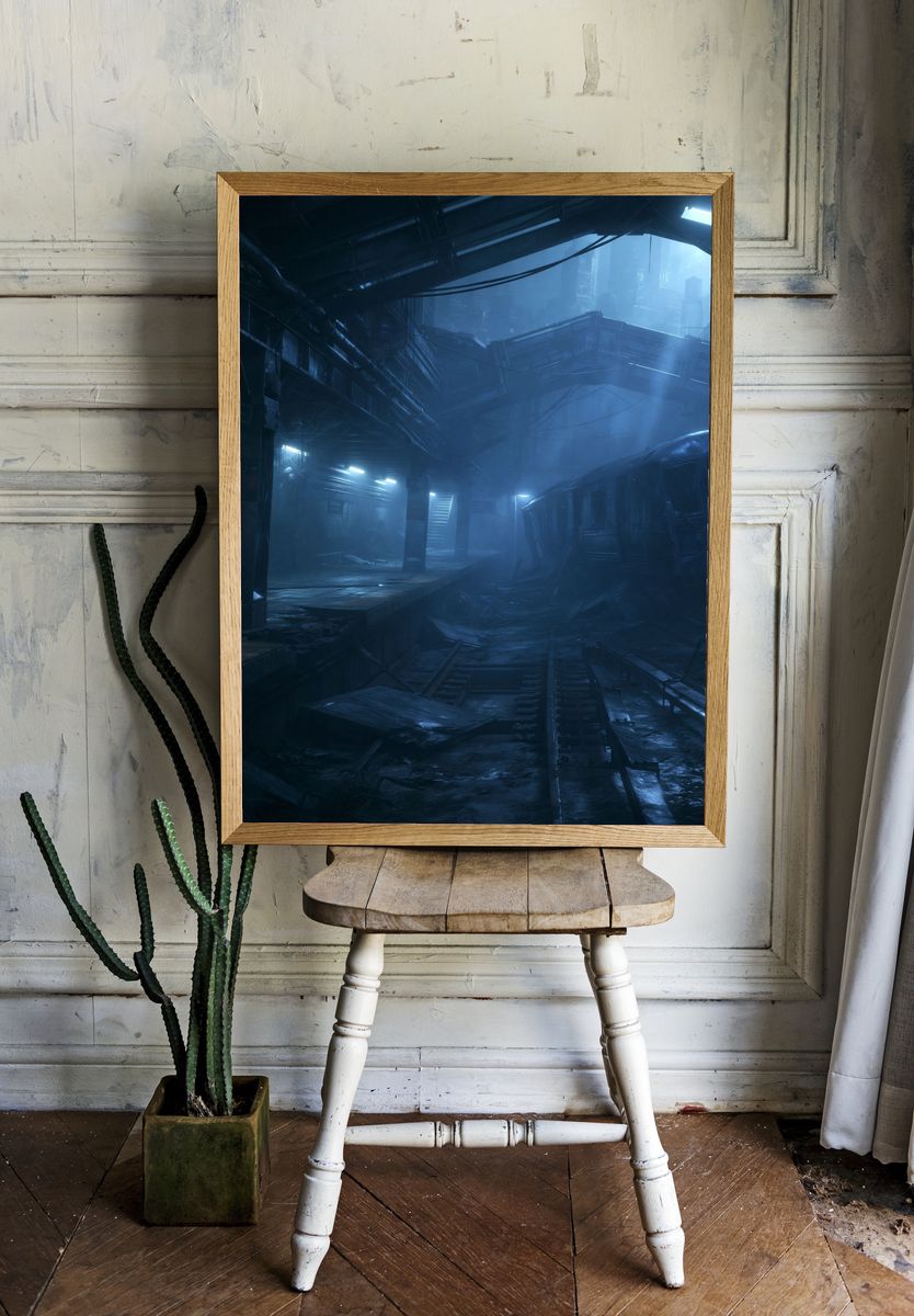 Abandoned Subway Station Sci-Fi Print. room preview