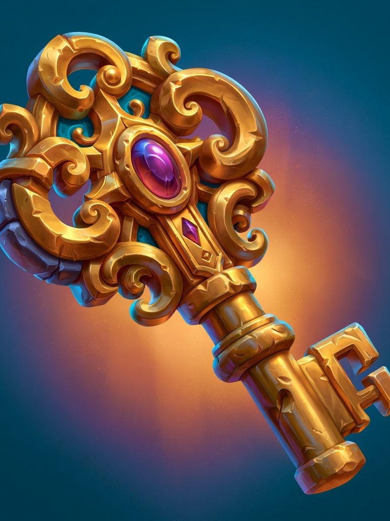 Golden Ornate Key Illustration Poster. poster — illustration art