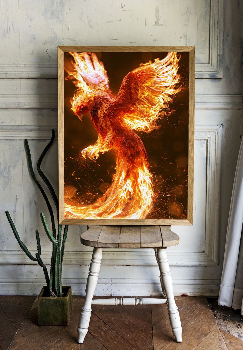 Phoenix Firebird Illustration Poster. room preview