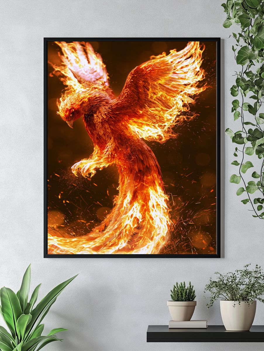 Phoenix Firebird Illustration Poster. — room view 4