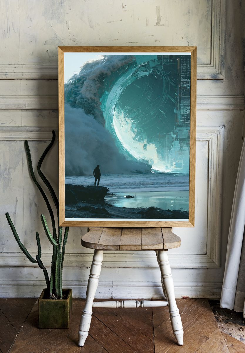 Surreal Ocean Portal Print. room preview