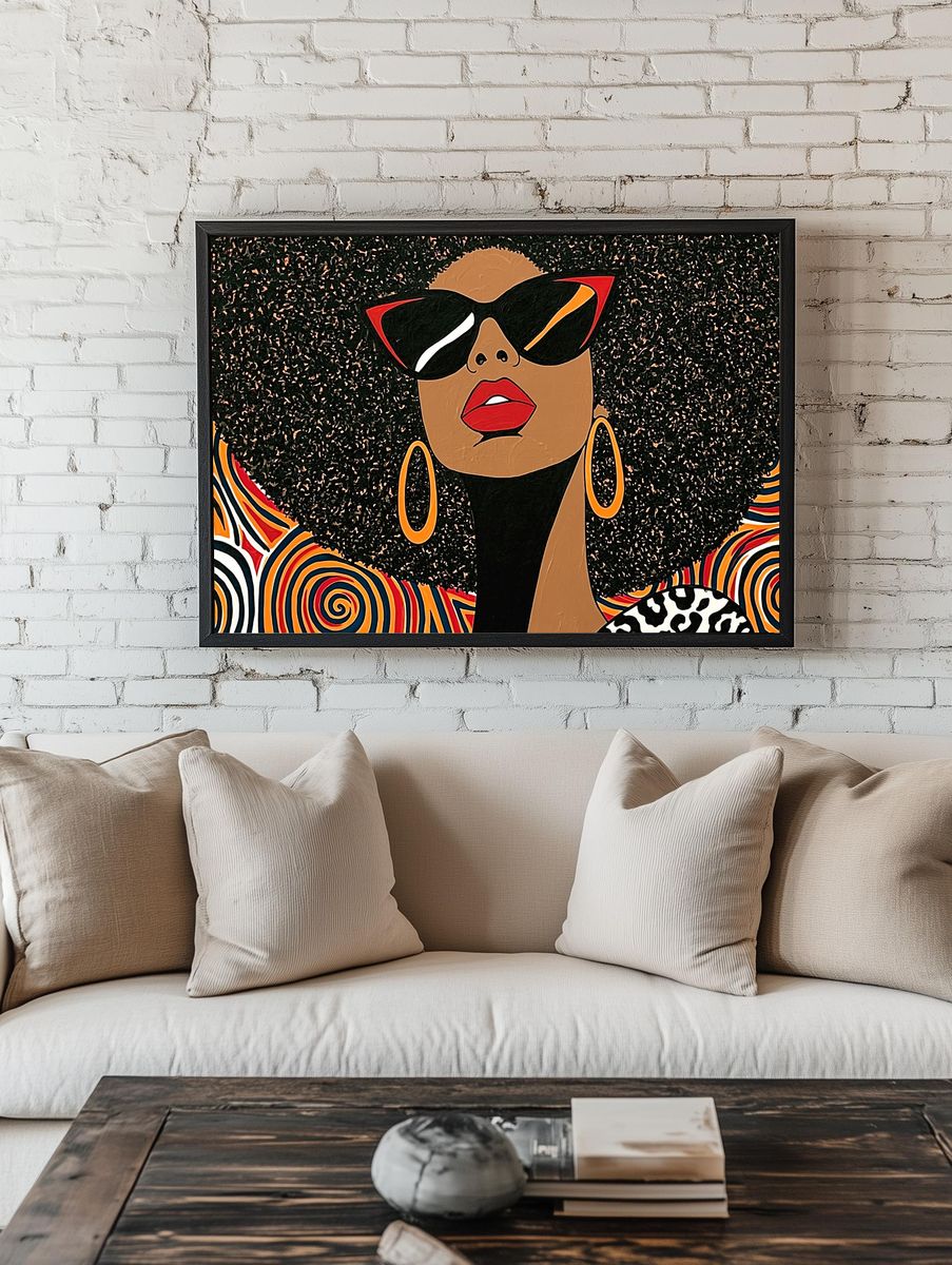 Afro Glam Portrait Illustration Poster. room preview