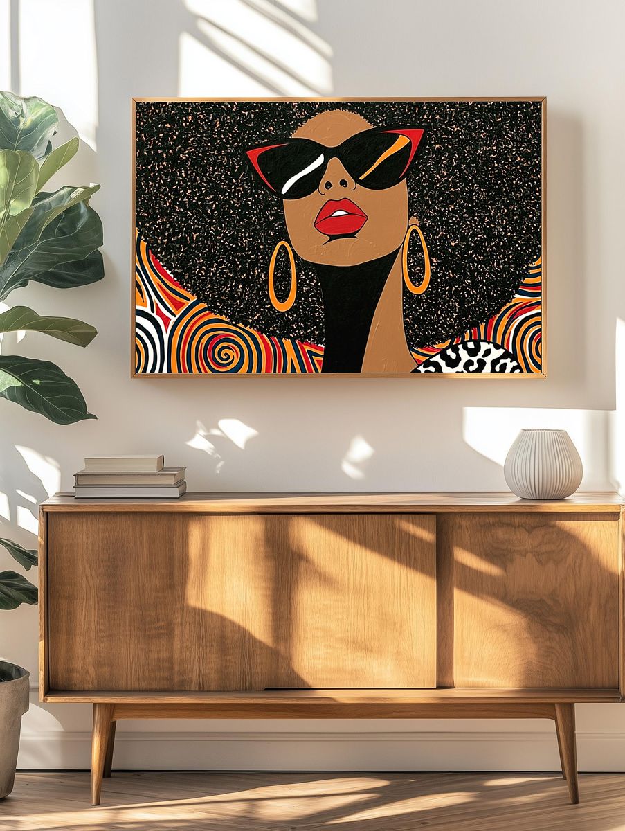 Afro Glam Portrait Illustration Poster. — room view 3