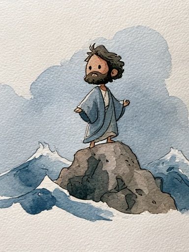 Watercolor Mountain Figure Print. poster detail