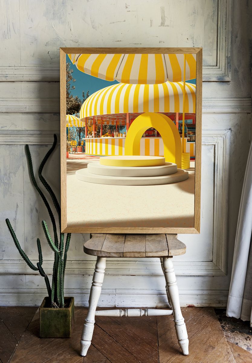 Sunny Striped Pavilion Poster. room preview