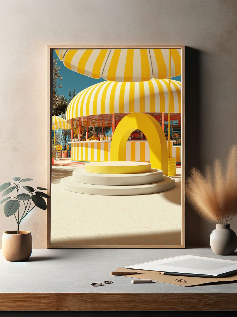 Sunny Striped Pavilion Poster. — room view 2