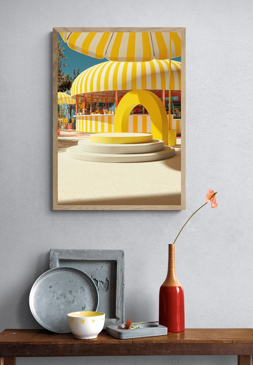 Sunny Striped Pavilion Poster. — room view 3