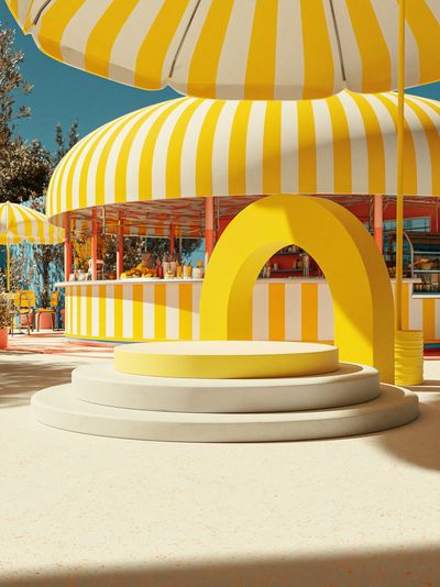 Sunny Striped Pavilion Poster. poster