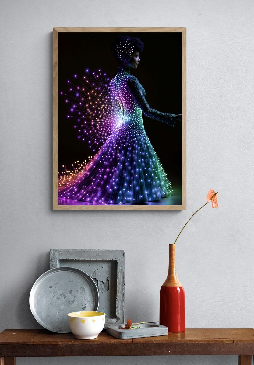 Neon Light Figure Illustration Poster. — room view 3