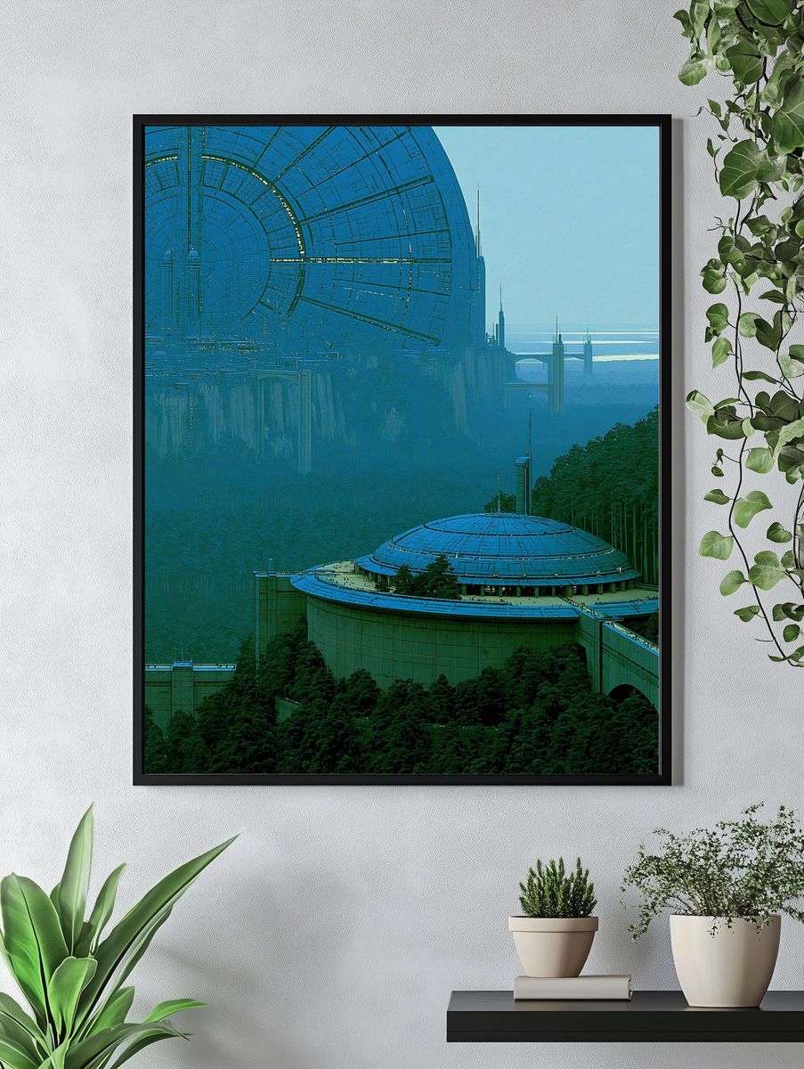Futuristic Space Station Landscape Poster. — room view 4