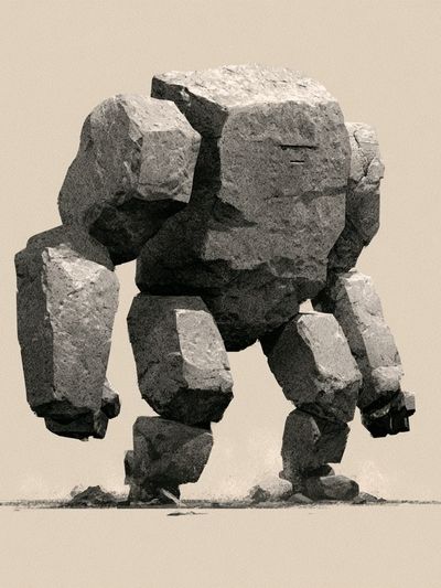 Stone Golem Illustration Poster. poster