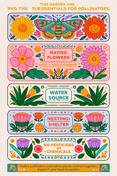 Pollinator Garden Guide Typography Poster. poster print