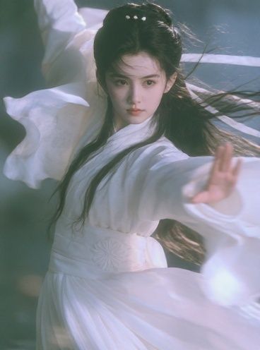Wuxia White Robe Portrait Print. poster detail