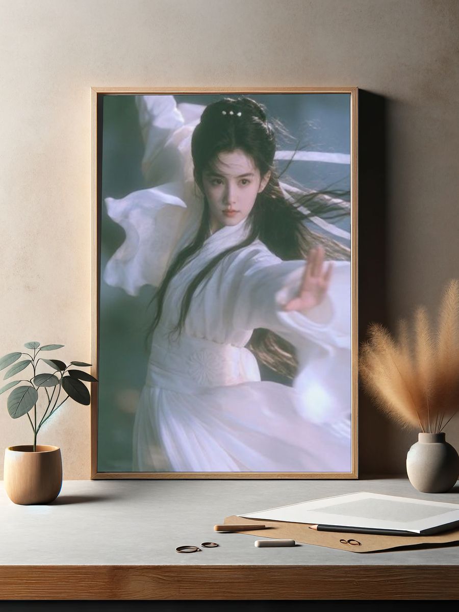 Wuxia White Robe Portrait Print. — room view 2