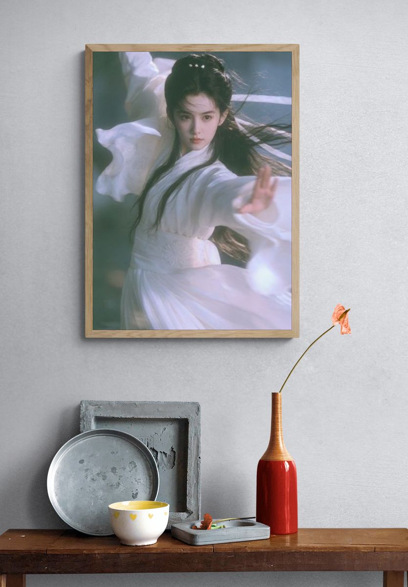Wuxia White Robe Portrait Print. — room view 3