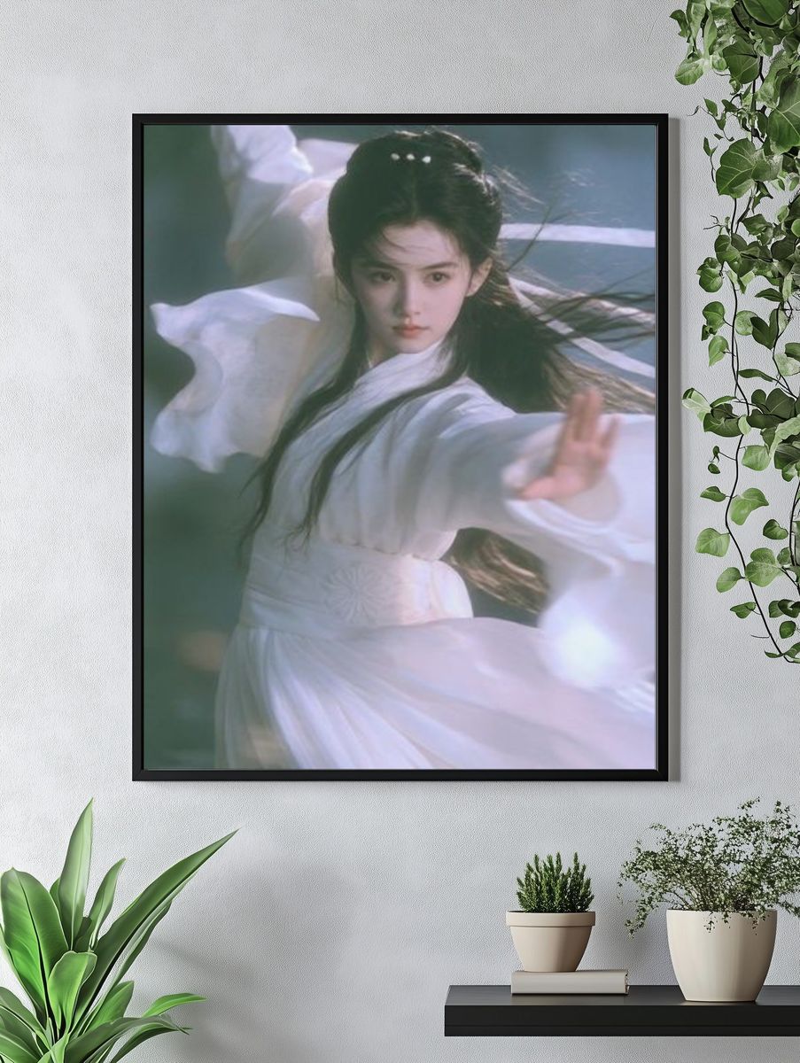 Wuxia White Robe Portrait Print. — room view 4