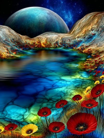 Cosmic Bloom Surrealism Poster. poster print