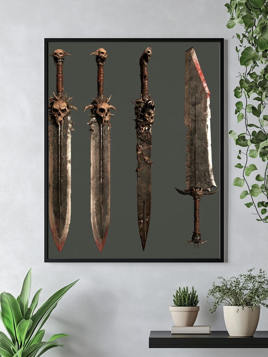 Dark Fantasy Swords Illustration Print. — room view 4