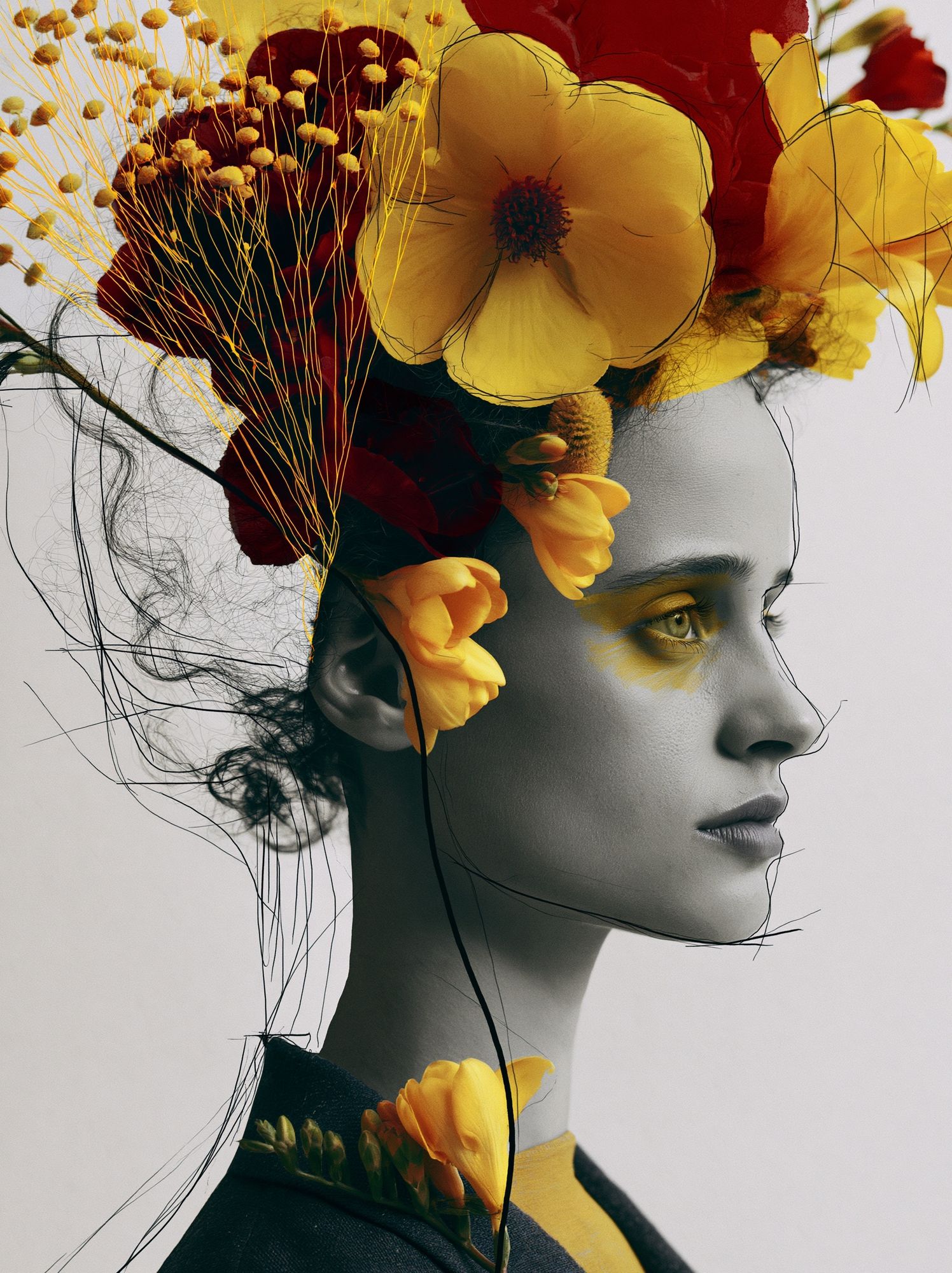 Floral Portrait Illustration Poster. poster detail