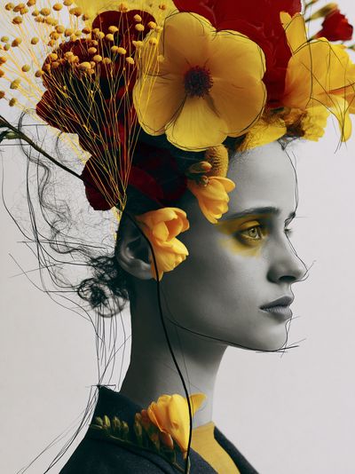 Floral Portrait Illustration Poster.