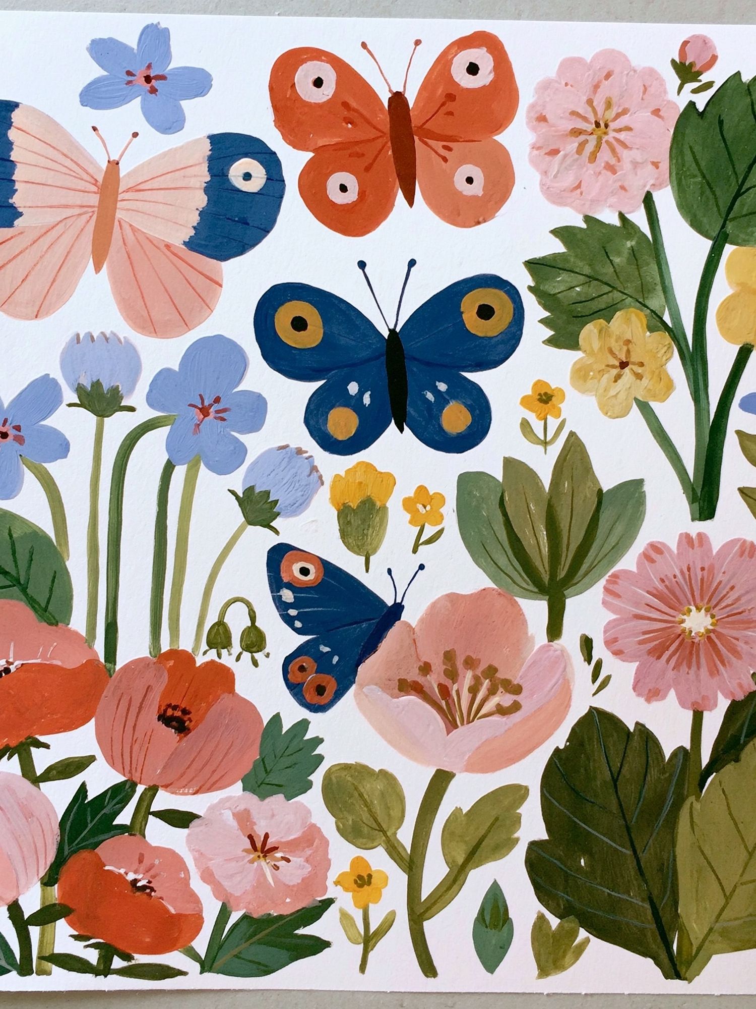 Butterflies and Wildflowers Illustration Poster. poster detail