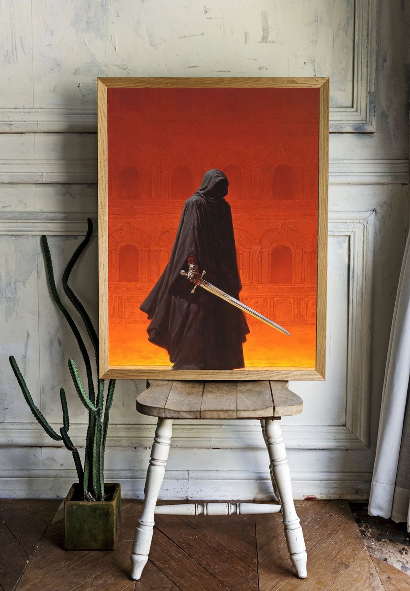 Dark Cloaked Warrior Illustration Poster. — room view 1