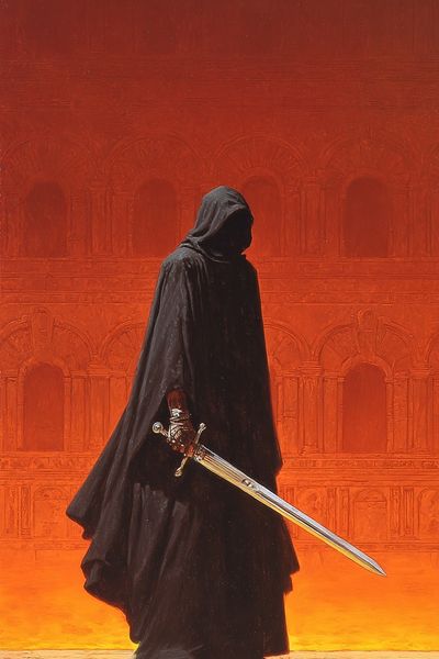 Dark Cloaked Warrior Illustration Poster.