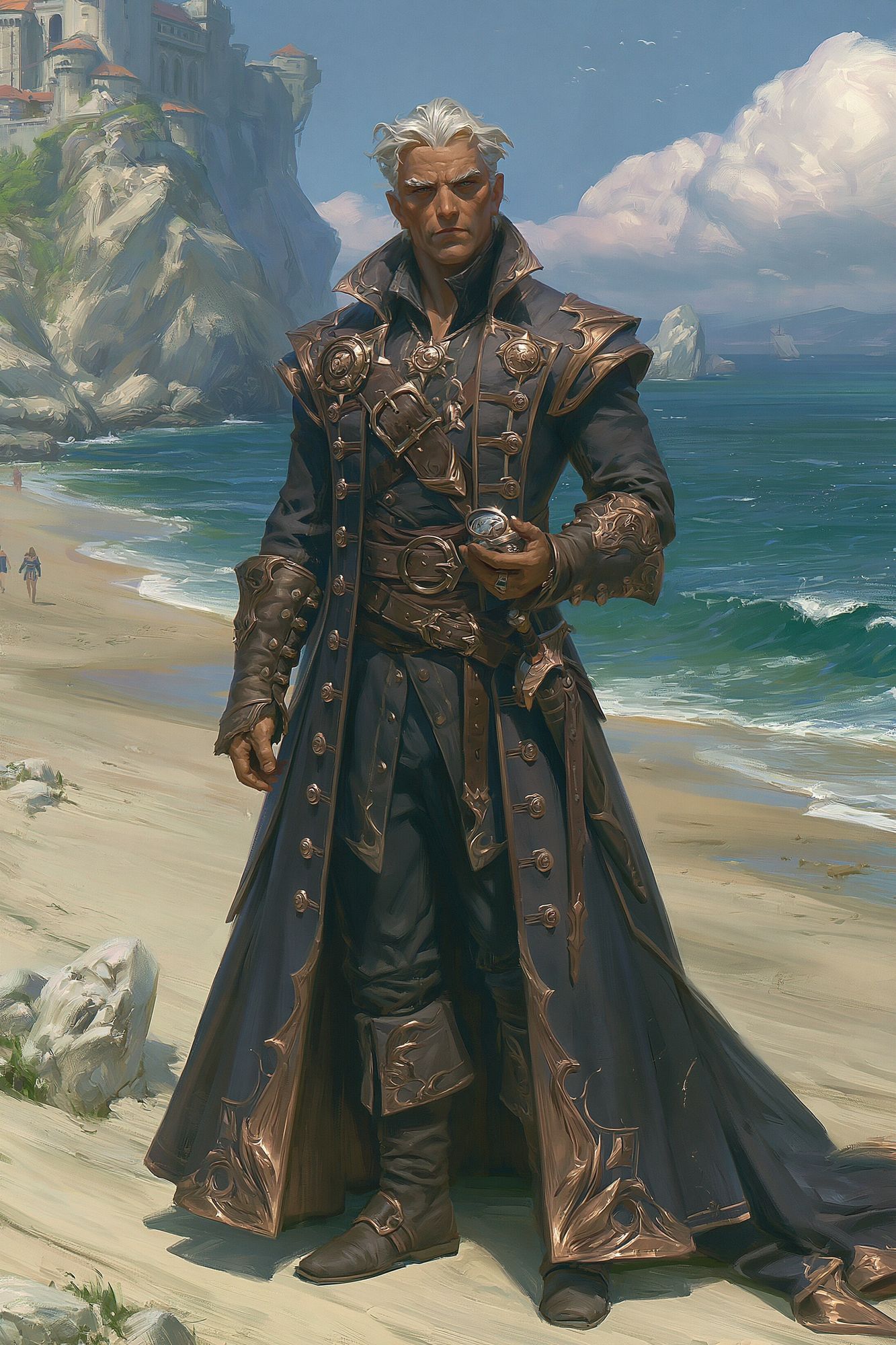 Seaside Sorcerer Portrait Print. poster — illustration art