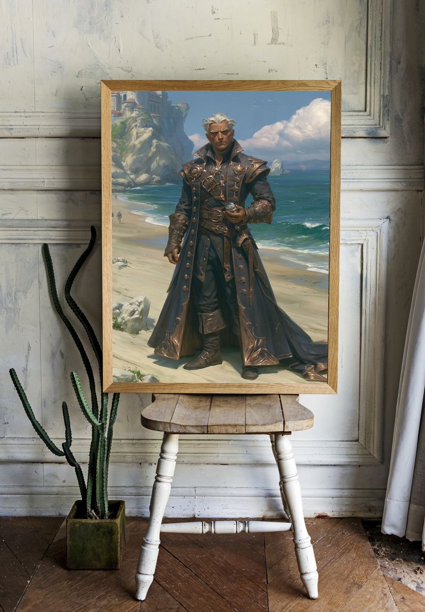 Seaside Sorcerer Portrait Print. — room view 1