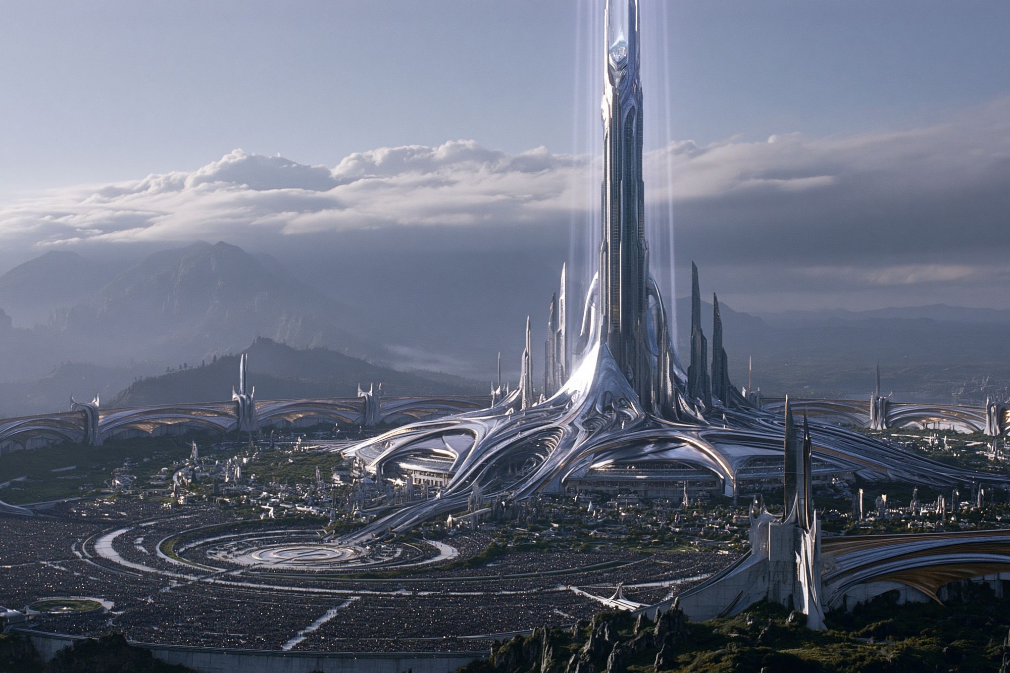 Futuristic Citadel Landscape Print. poster detail