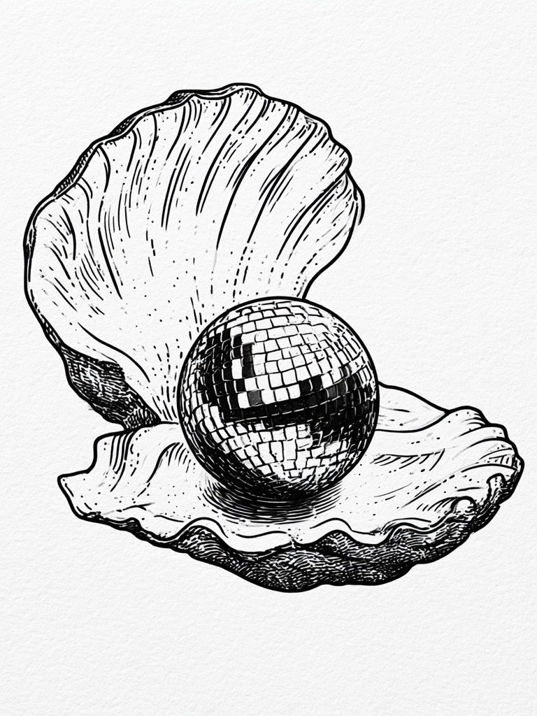Seashell Disco Ball Print. poster detail