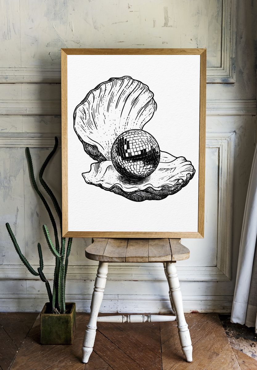 Seashell Disco Ball Print. — room view 1