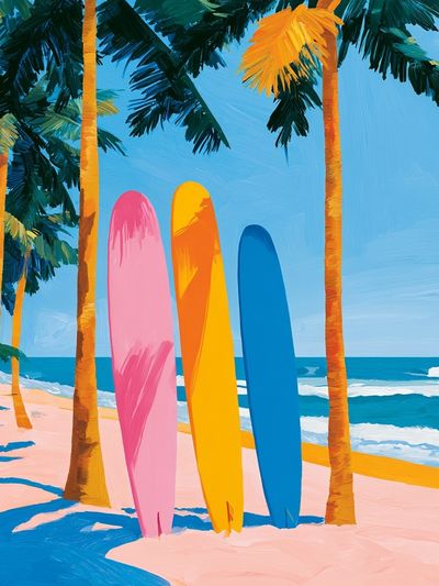 Tropical Surfboards Illustration Poster. poster