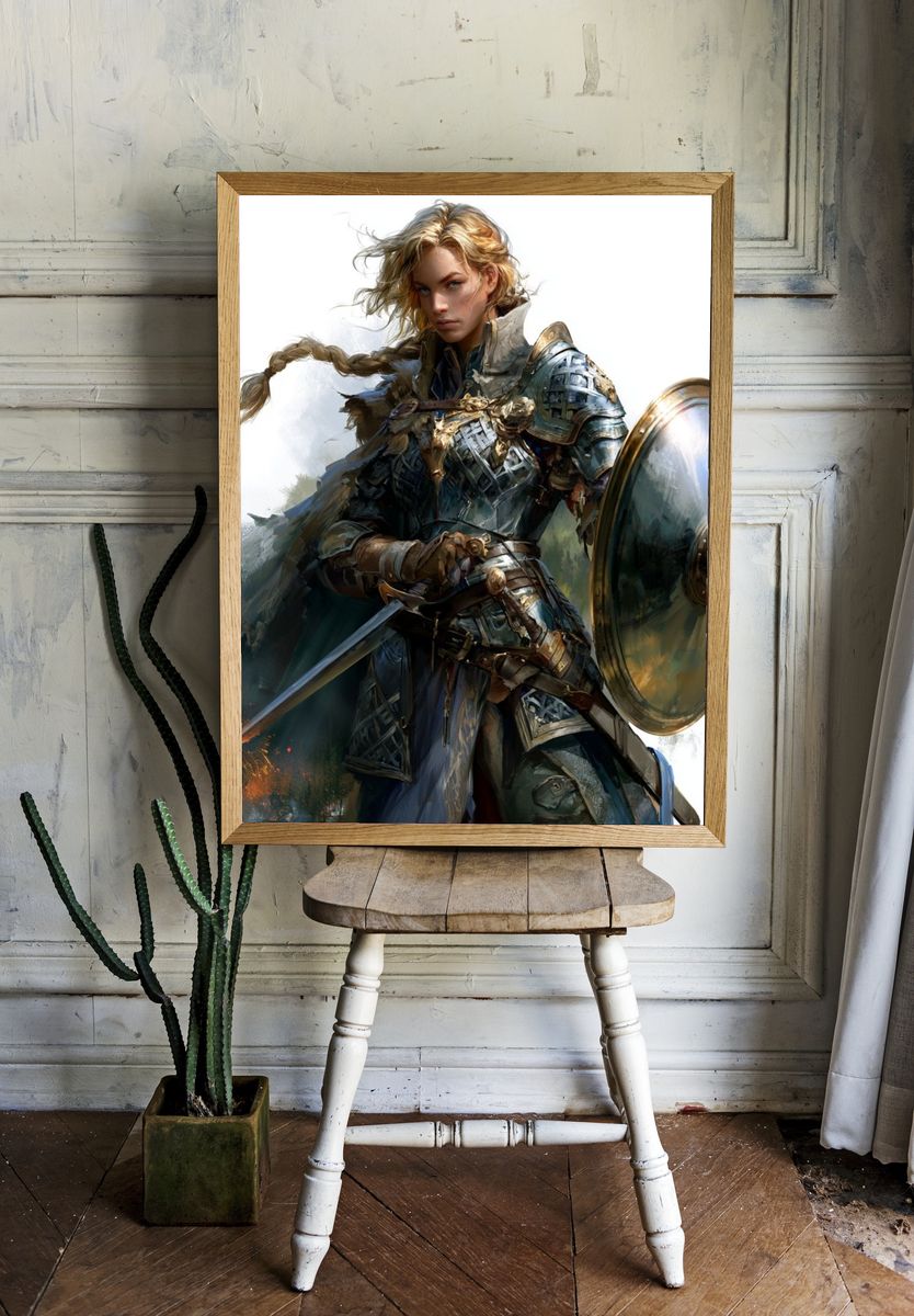 Armored Warrior Fantasy Illustration Poster. room preview