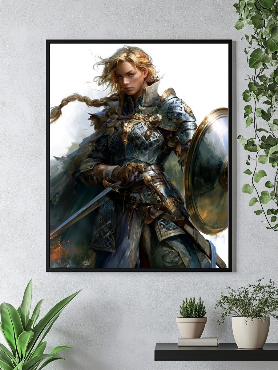 Armored Warrior Fantasy Illustration Poster. — room view 4