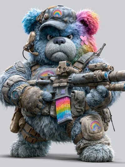 Rainbow Bear Soldier Illustration Poster. poster print