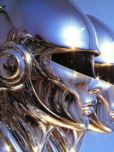 Chrome Futurist Helmet Poster. poster print