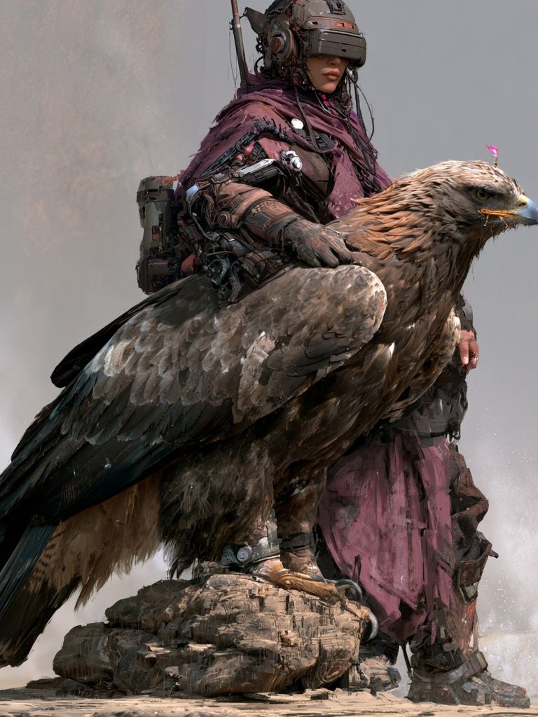 Cyber Falcon Rider Illustration Poster. poster detail