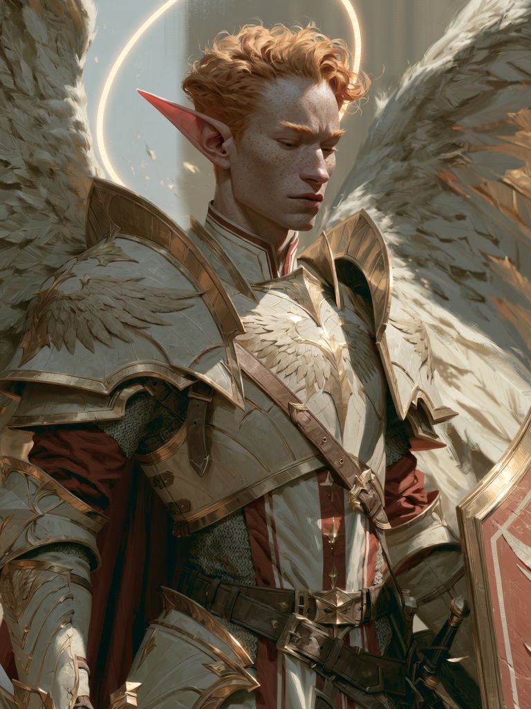Winged Elf Warrior Fantasy Print. poster — illustration art