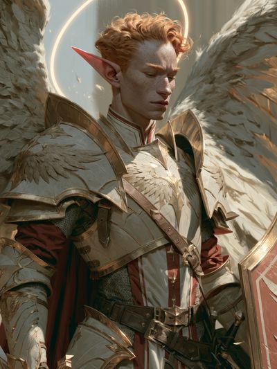 Winged Elf Warrior Fantasy Print. poster