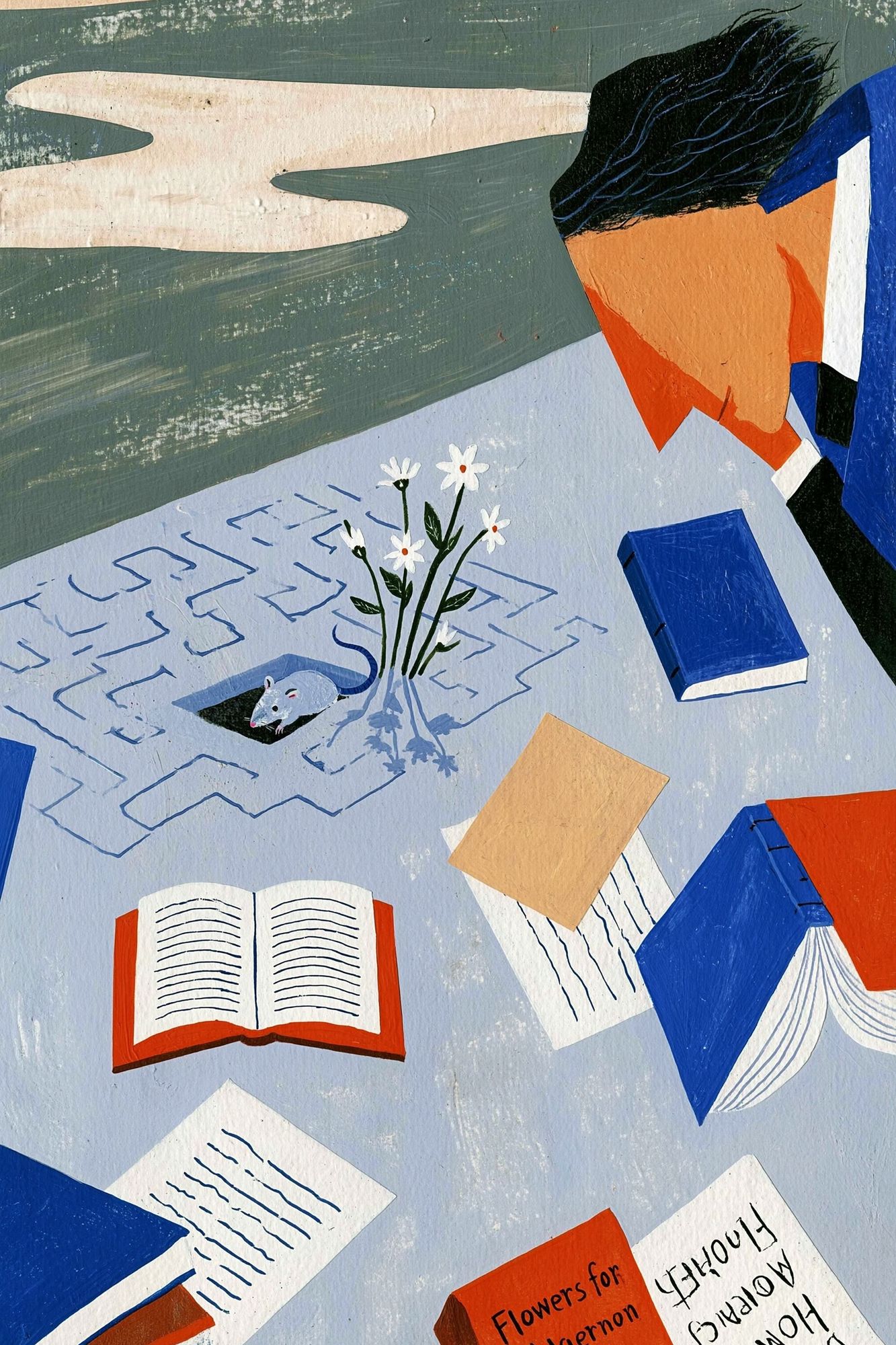 Floating Books Collage Poster. poster — illustration art