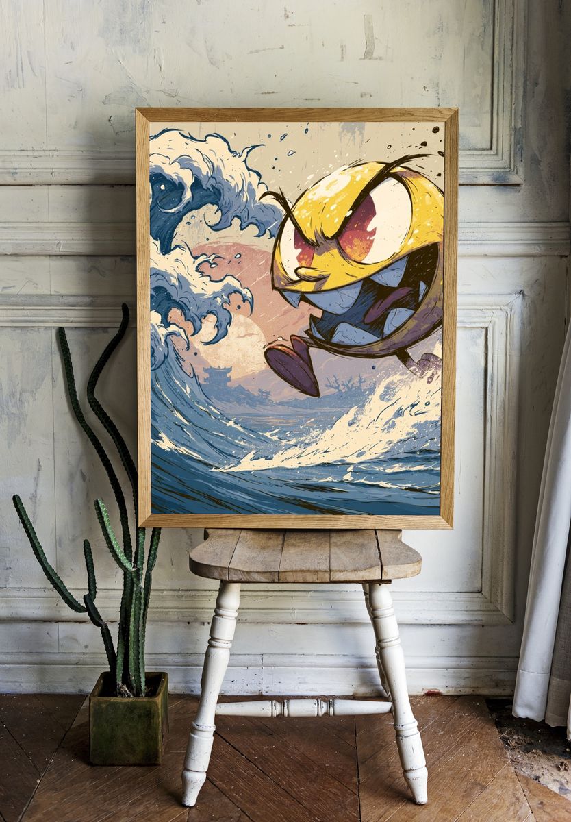 Angry Wave Cartoon Poster. room preview