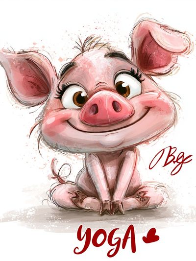 Yoga Pig Illustration Poster. poster